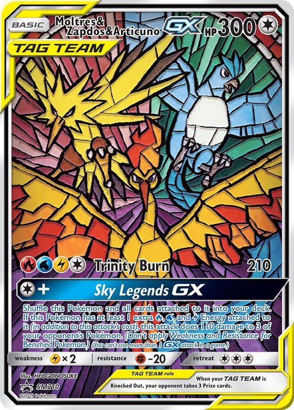 FULL ART Moltres Zapdos Articuno GX SM210 Hidden Fate Pokemon Promo NEW SEALED - Single