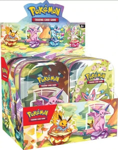Pokemon Scarlet & Violet Prismatic Evolutions Mini Tin - 8 Tin Display Box