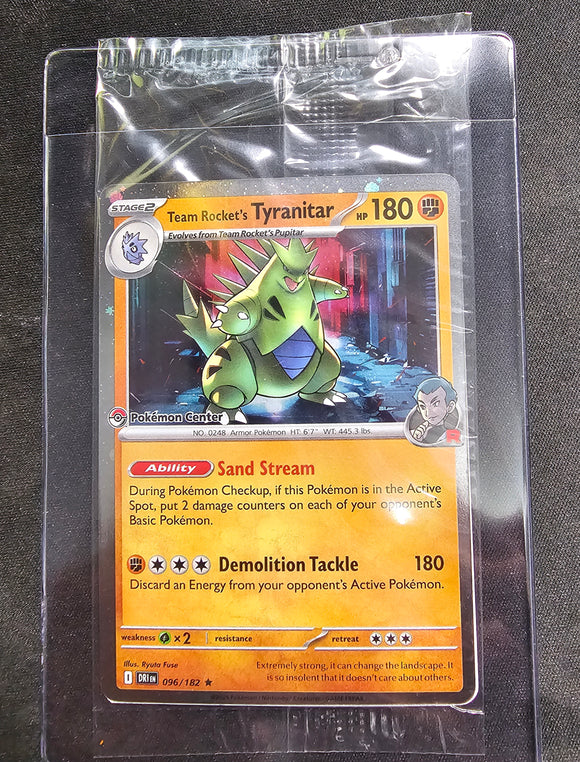 Team Rocket's Tyranitar 096/182 Sealed | Destined Rivals | Pokemon Center Stamp - Single