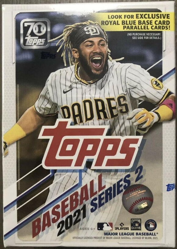 2021 Topps MLB Series 2 Baseball Trading Card Blaster Box (7 Packs with one Topps 70th Anniversary Patch)