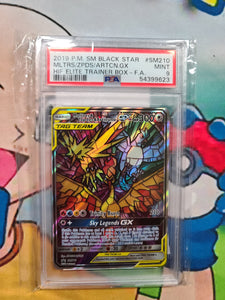 2019 P.M. SM BLACK STAR MLTRS/ZPDS/ARTCN.GX HIF ELITE TRAINER BOX - F.A. - PSA 9 Graded Card