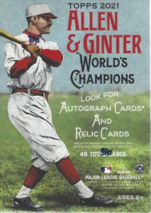 2021 MLB Topps Allen & Ginter World’s Champions Baseball Trading Card Blaster Box