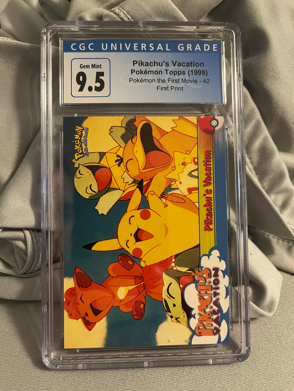 Pikachu's Vacation Pokemon Topps (1999) Pokemon The First Movie - 42 First Print CGC 9.5 Graded Card