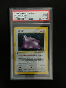 1999 POKEMON FOSSIL DITTO - HOLO 1ST EDITION - PSA 9 GRADED CARD